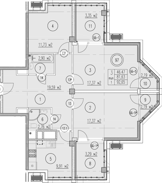 Продается 3-комн. квартира, 86.72 м²