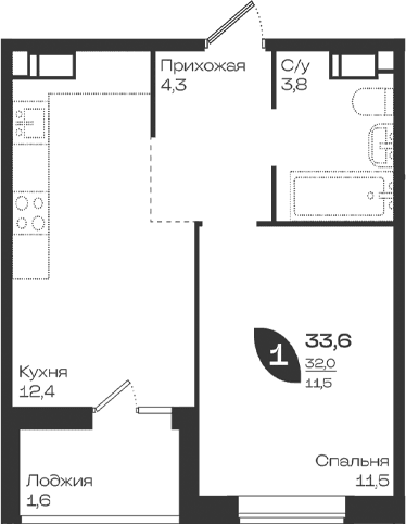 Продается 1-комн. квартира, 32 м²