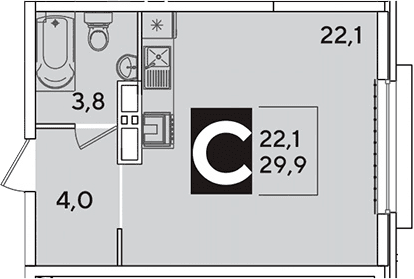 Продается 1-комн. квартира, 29.9 м²