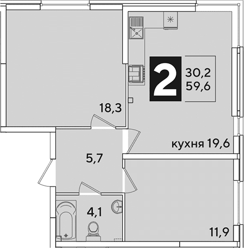 Продается 3-комн. квартира, 59.6 м²