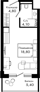 Продается 1-комн. квартира, 27.7 м²