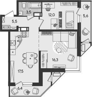 Продается 3-комн. квартира, 54.8 м²