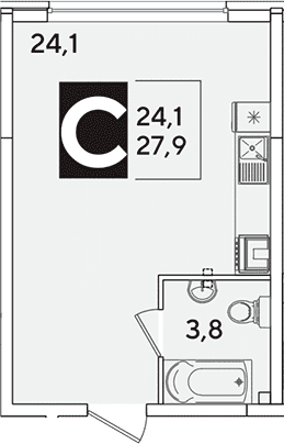 Продается 1-комн. квартира, 27.9 м²