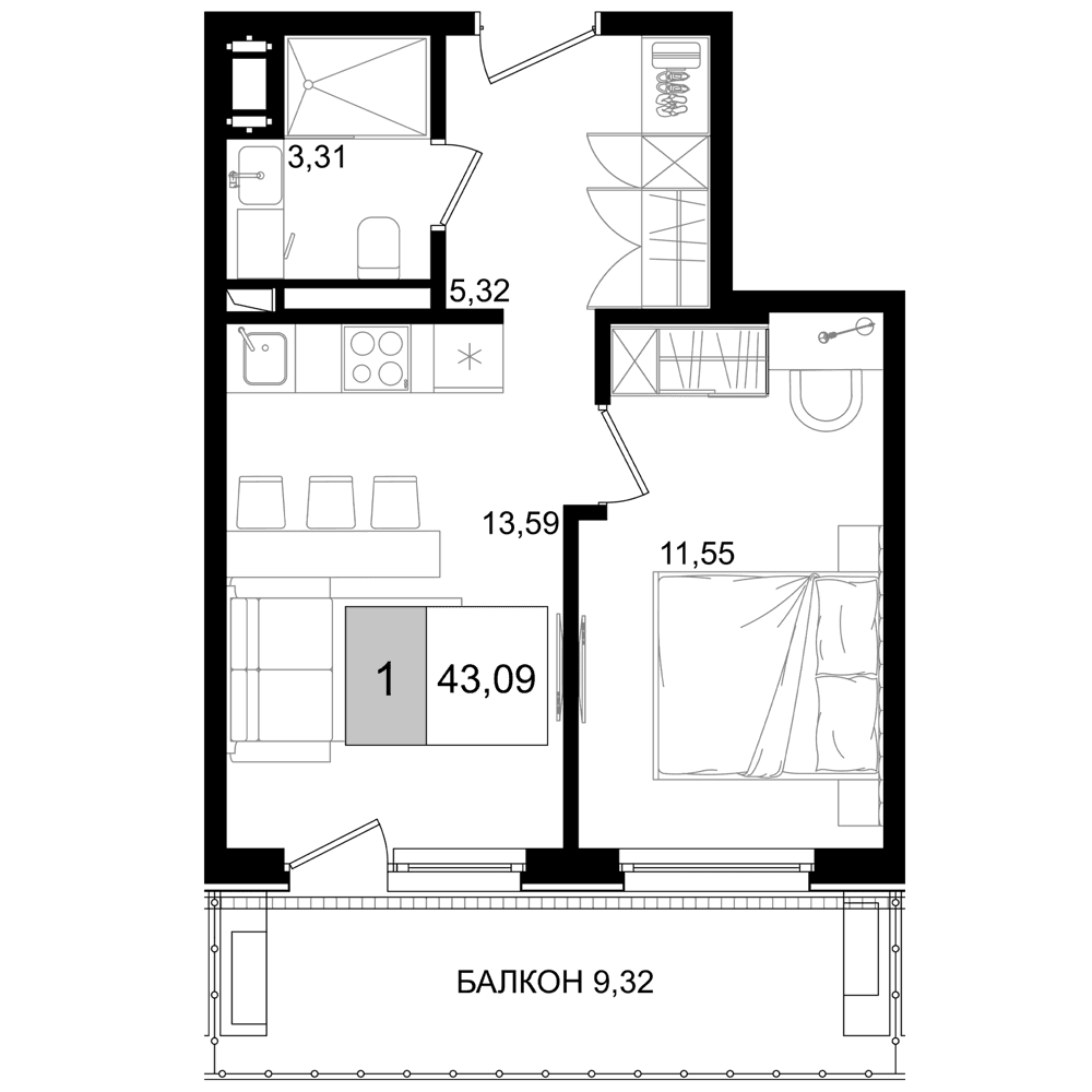 Продается 2-комн. квартира, 33.77 м²