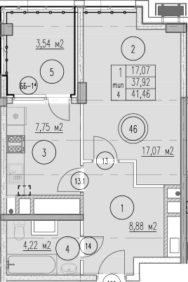 Продается 1-комн. квартира, 37.92 м²