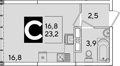 Продается 1-комн. квартира, 23.2 м²