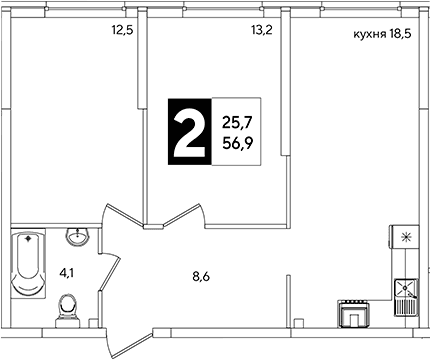 Продается 3-комн. квартира, 56.9 м²