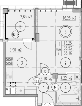 Продается 1-комн. квартира, 33.53 м²