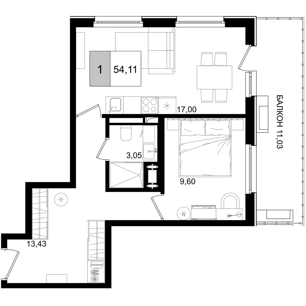 Продается 2-комн. квартира, 43.08 м²