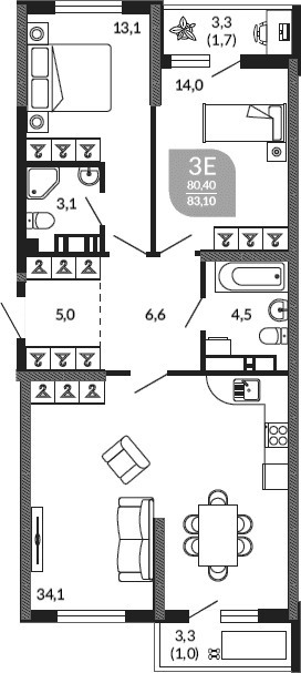 Продается 3-комн. квартира, 80.4 м²