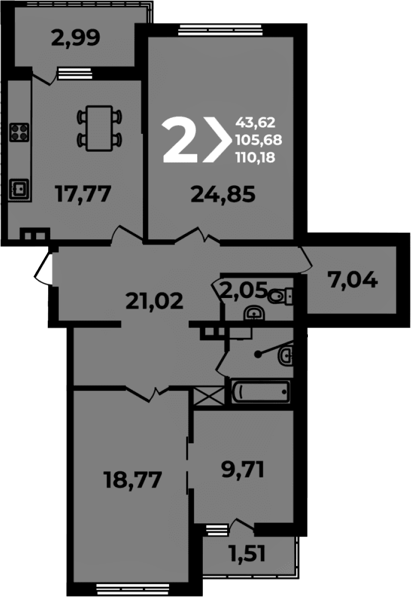 Продается 3-комн. квартира, 105.68 м²