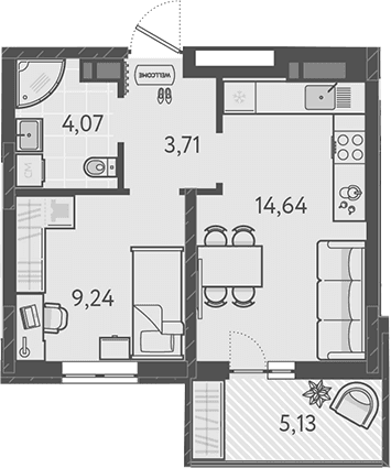 Продается 1-комн. квартира, 32.04 м²