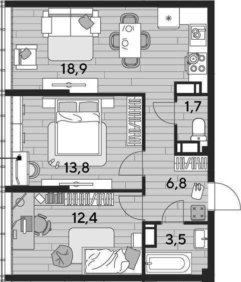 Продается 2-комн. квартира, 57 м²