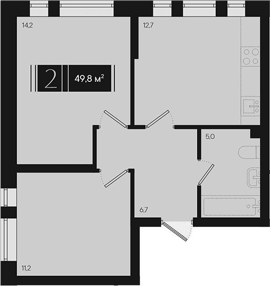 Продается 2-комн. квартира, 49.8 м²