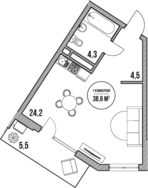 Продается 1-комн. квартира, 33.1 м²