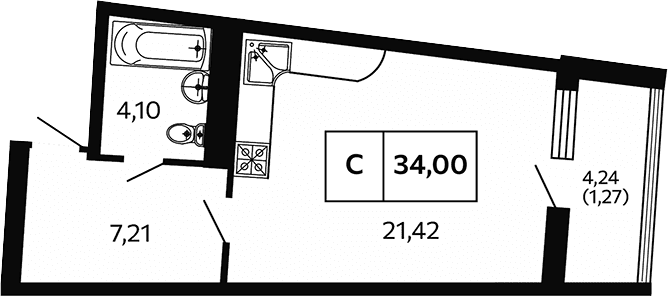 Продается 1-комн. квартира, 32.73 м²