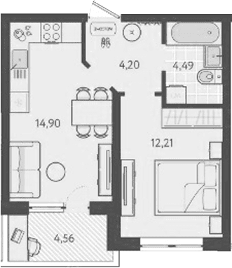 Продается 1-комн. квартира, 35.8 м²