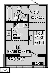 Продается 1-комн. квартира, 24.8 м²