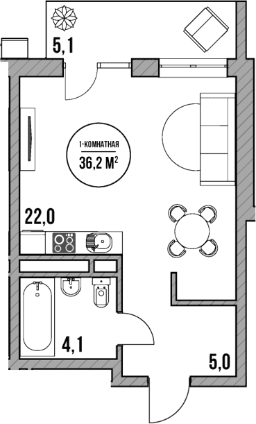 Продается 1-комн. квартира, 31.1 м²