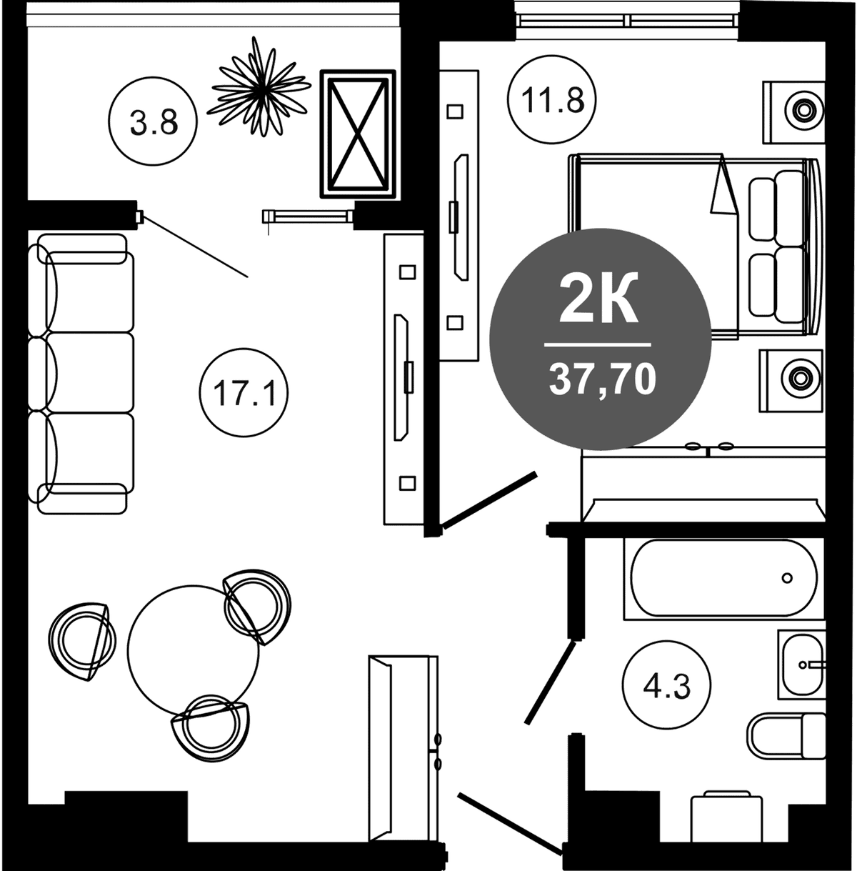 Продается 2-комн. квартира, 34.2 м²