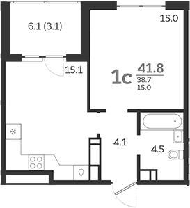 Продается 2-комн. квартира, 38.7 м²