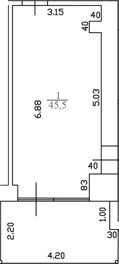 Продается 1-комн. квартира, 45.5 м²