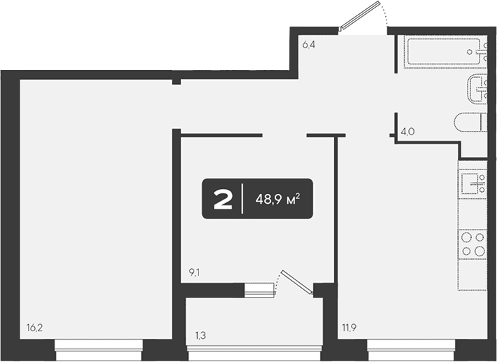 Продается 2-комн. квартира, 47.6 м²