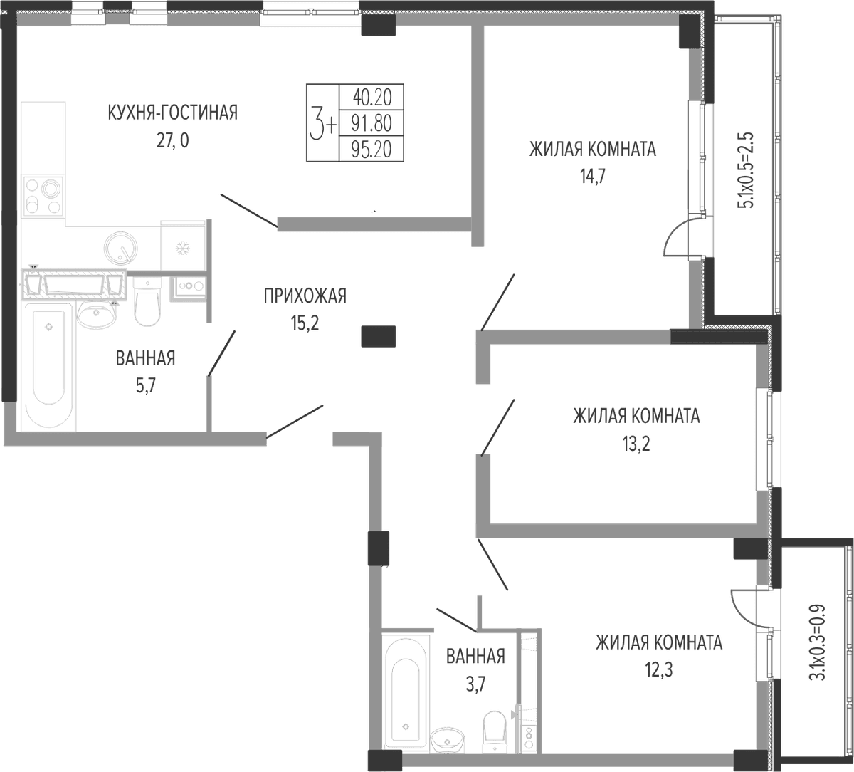 Продается 4-комн. квартира, 93.55 м²