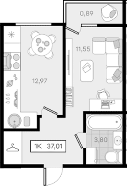 Продается 1-комн. квартира, 36.12 м²