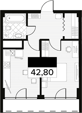 Продается 1-комн. квартира, 42.8 м²