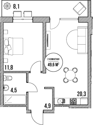 Продается 2-комн. квартира, 41.5 м²