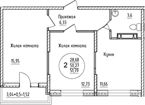 Продается 2-комн. квартира, 50.27 м²
