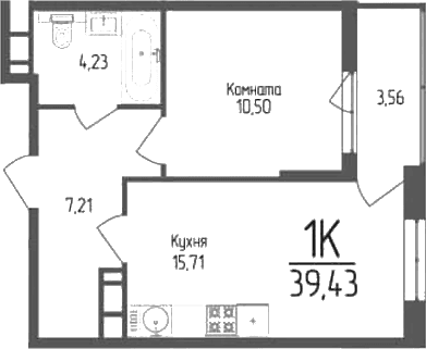 Продается 1-комн. квартира, 37.65 м²