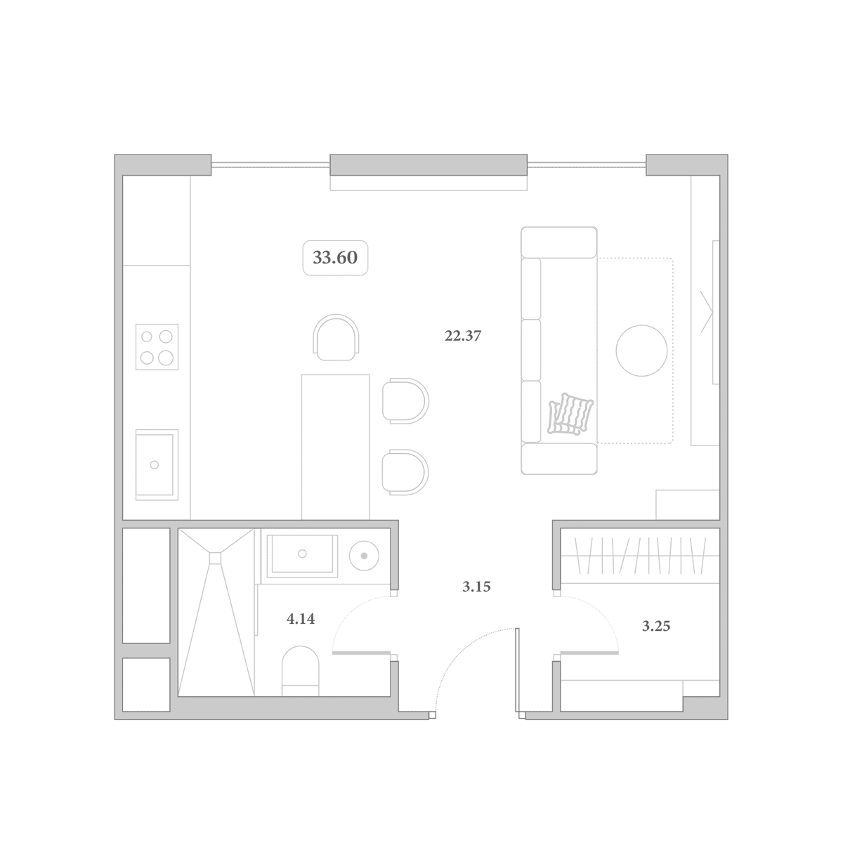 Продается 1-комн. квартира, 33.6 м²