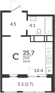 Продается 1-комн. квартира, 21.9 м²