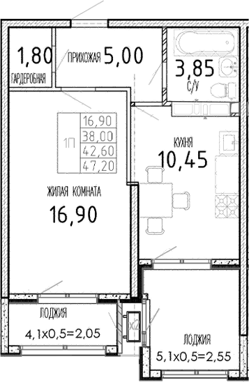 Продается 1-комн. квартира, 38 м²