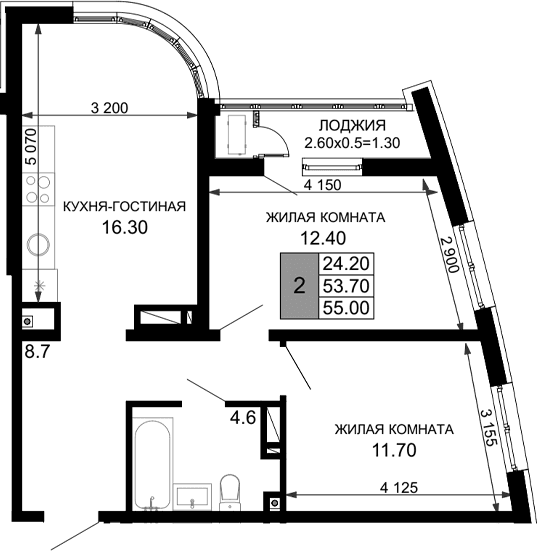 Продается 3-комн. квартира, 53.7 м²