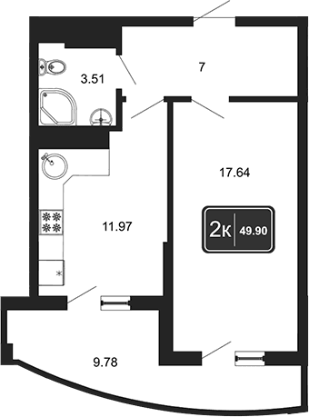Продается 1-комн. квартира, 39.96 м²