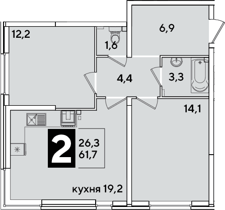 Продается 3-комн. квартира, 61.7 м²