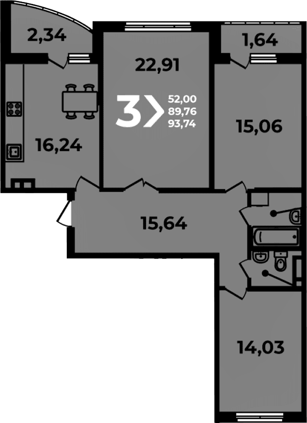 Продается 4-комн. квартира, 89.76 м²