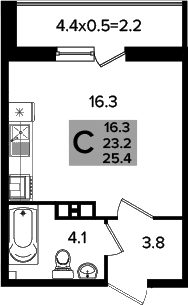 Продается 1-комн. квартира, 22.6 м²