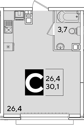Продается 1-комн. квартира, 30.1 м²