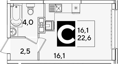 Продается 1-комн. квартира, 22.6 м²
