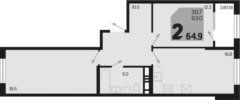 Продается 3-комн. квартира, 63 м²