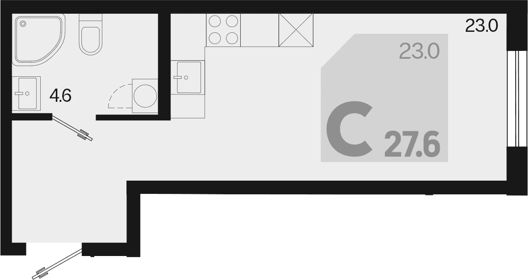 Продается 1-комн. квартира, 27.6 м²