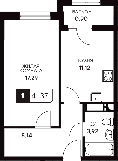 Продается 1-комн. квартира, 40.47 м²
