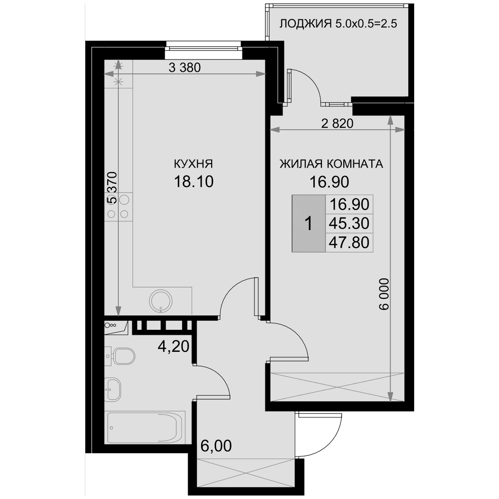 Продается 2-комн. квартира, 45.3 м²