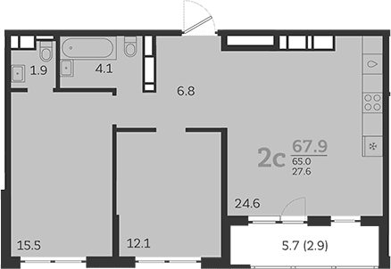 Продается 3-комн. квартира, 63.7 м²