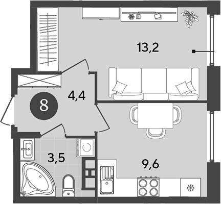 Продается 1-комн. квартира, 30.7 м²