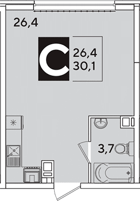 Продается 1-комн. квартира, 30.1 м²